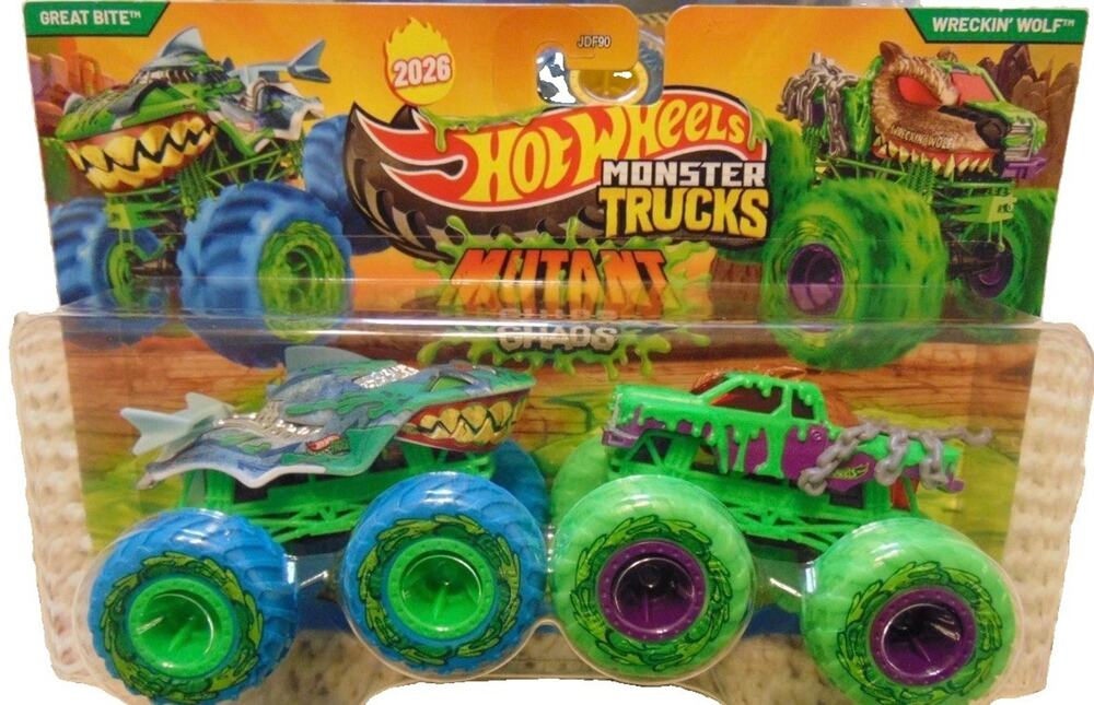 2026 MUTANT CHAOS 2 pack GREAT BITE & WRECKIN WOLF Hot Wheels Monster Trucks